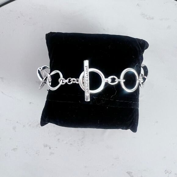 Chloe & Isabel Silver Tone Large & Small Link Bracelet Toggle Closure "8 - Picture 2 of 5